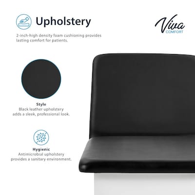 Viva Comfort Alto Drop Section Electric Height Adjustable Exam Table with Shelf, 400 lbs Capacity, Black (996-14-BLK-MK)