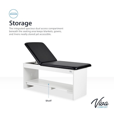 Viva Comfort Alto Drop Section Electric Height Adjustable Exam Table with Shelf, 400 lbs Capacity, Black (996-14-BLK-MK)