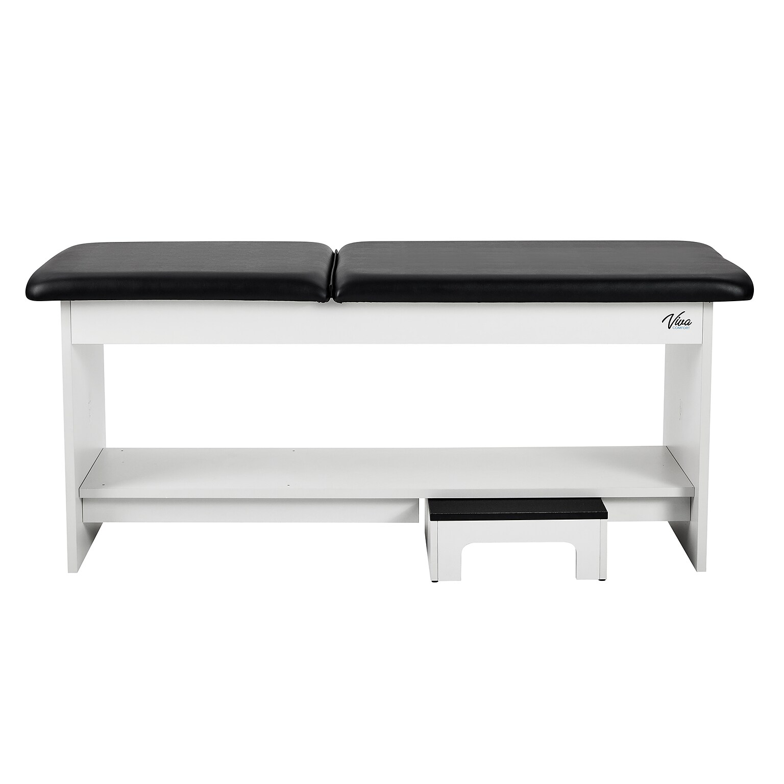 Viva Comfort Alto Electric Height Adjustable Exam Table with Shelf, Step Stool, 400lbs Capacity, Black (996-14-BLK-SS-MK)