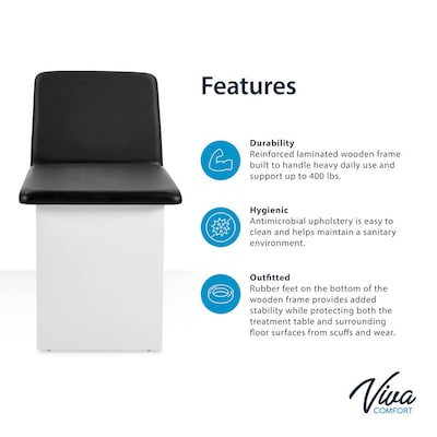 Viva Comfort Alto Electric Height Adjustable Exam Table with Shelf, Step Stool, 400lbs Capacity, Black (996-14-BLK-SS-MK)