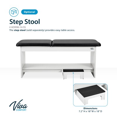Viva Comfort Alto Electric Height Adjustable Exam Table with Shelf, Step Stool, 400lbs Capacity, Black (996-14-BLK-SS-MK)