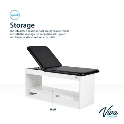Viva Comfort Alto Electric Height Adjustable Exam Table with Shelf, Step Stool, 400lbs Capacity, Black (996-14-BLK-SS-MK)