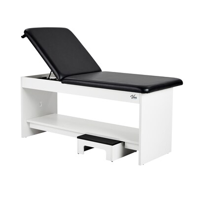 Viva Comfort Alto Electric Height Adjustable Exam Table with Shelf, Step Stool, 400lbs Capacity, Black (996-14-BLK-SS-MK)