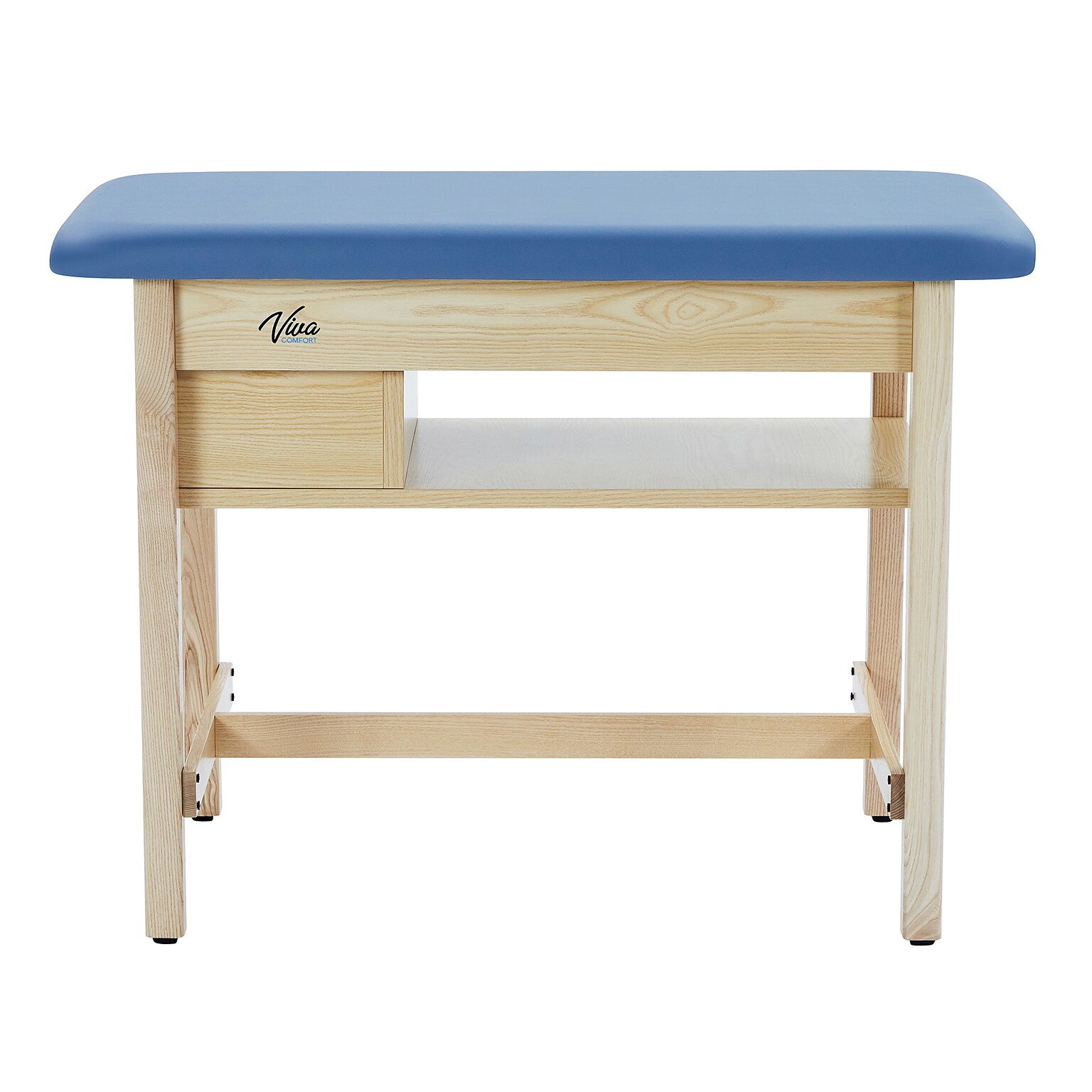 Viva Comfort Axis Physical Therapy Taping Table with Top Shelf, 380 lbs. Capacity, Oak (ADIME923-01-BLU-TS)
