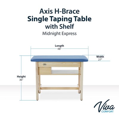 Viva Comfort Axis Physical Therapy Taping Table with Top Shelf, 380 lbs. Capacity, Oak (ADIME923-01-BLU-TS)