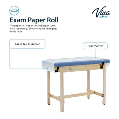 Viva Comfort Axis Physical Therapy Taping Table with Top Shelf, 380 lbs. Capacity, Oak (ADIME923-01-BLU-TS)