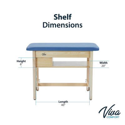 Viva Comfort Axis Physical Therapy Taping Table with Top Shelf, 380 lbs. Capacity, Oak (ADIME923-01-BLU-TS)