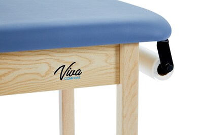 Viva Comfort Axis Physical Therapy Taping Table with Top Shelf, 380 lbs. Capacity, Oak (ADIME923-01-BLU-TS)