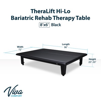 Viva Comfort TheraLift Electric Height Adjustable Bariatric Treatment Table, 1500 lbs Capacity, Black (ADI903-60-86-BLK)