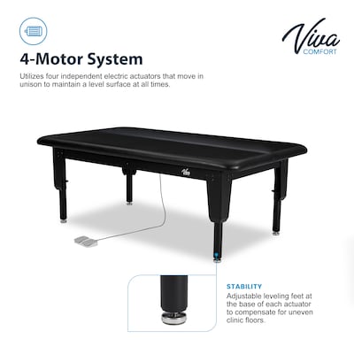 Viva Comfort TheraLift Electric Height Adjustable Bariatric Treatment Table, 1500 lbs Capacity, Black (ADI903-60-86-BLK)