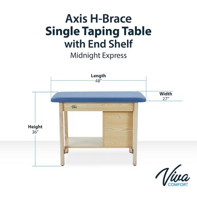 Viva Comfort Axis Physical Therapy Taping Table with End Shelf, 380 lbs. Capacity, Blue (ADIME923-01-BLU-ES)