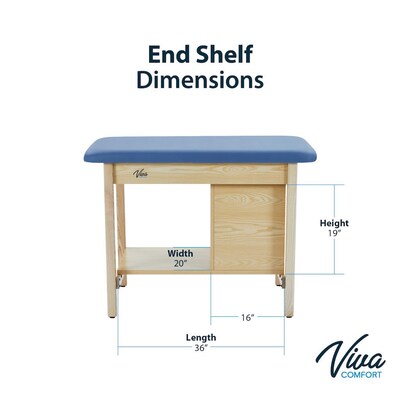 Viva Comfort Axis Physical Therapy Taping Table with End Shelf, 380 lbs. Capacity, Blue (ADIME923-01-BLU-ES)