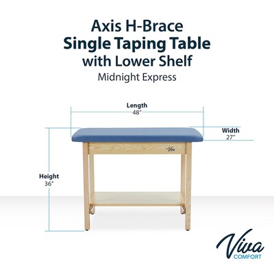 Viva Comfort Axis Physical Therapy Taping Table with Lower Shelf, 380 lbs. Capacity, Blue (ADIME923-01-BLU-LS)