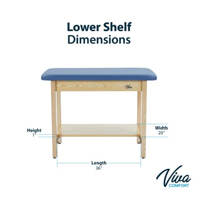 Viva Comfort Axis Physical Therapy Taping Table with Lower Shelf, 380 lbs. Capacity, Blue (ADIME923-01-BLU-LS)