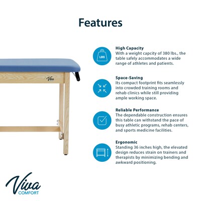 Viva Comfort Axis Physical Therapy Taping Table, 380 lbs. Capacity, Blue (ADIME923-01-BLU)