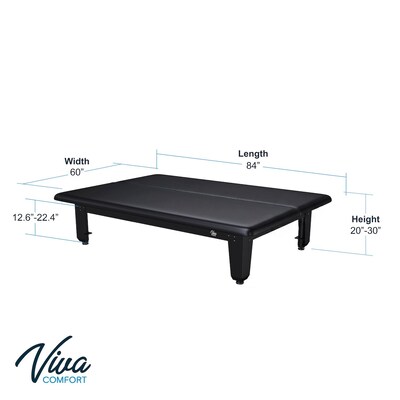 Viva Comfort TheraLift Electric Height Adjustable Bariatric Treatment Table, 1500 lbs Capacity, Black (ADI903-60-75-BLK)