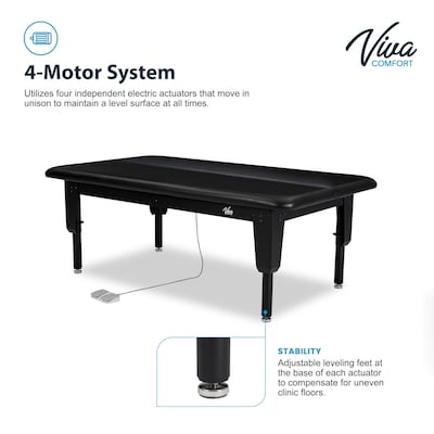 Viva Comfort TheraLift Electric Height Adjustable Bariatric Treatment Table, 1500 lbs Capacity, Black (ADI903-60-75-BLK)