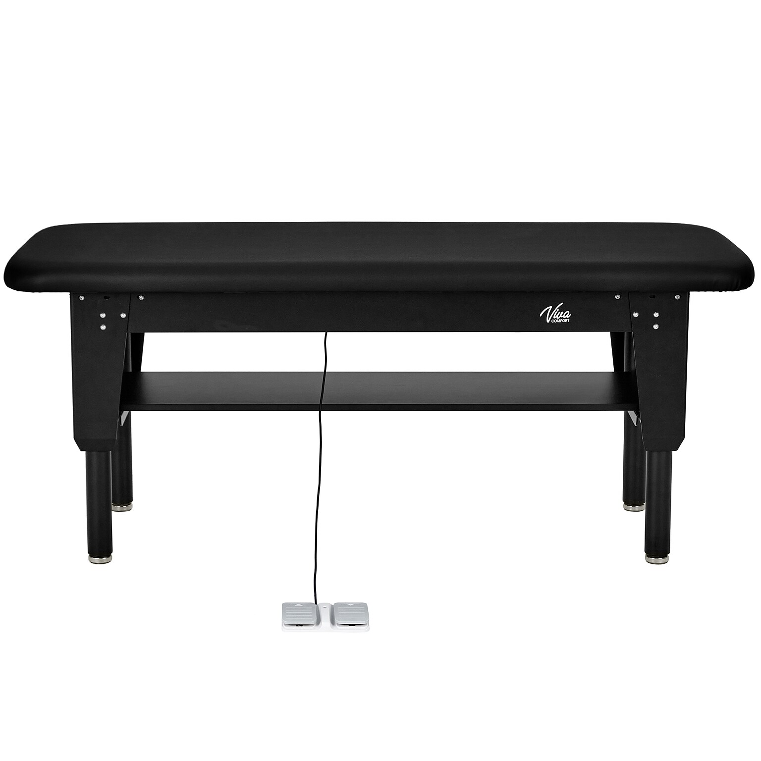 Viva Comfort Electric Height Adjustable Bariatric Treatment Table with Shelf, 1500 lbs Capacity, Black (ADI903-60-630-BLK)