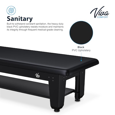 Viva Comfort Electric Height Adjustable Bariatric Treatment Table with Shelf, 1500 lbs Capacity, Black (ADI903-60-630-BLK)