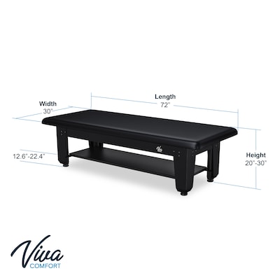 Viva Comfort Electric Height Adjustable Bariatric Treatment Table with Shelf, 1500 lbs Capacity, Black (ADI903-60-630-BLK)