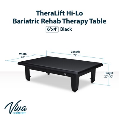 Viva Comfort TheraLift Electric Height Adjustable Bariatric Treatment Table, 1500 lbs Capacity, Black (ADI903-60-64-BLK)