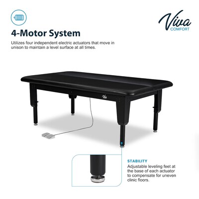 Viva Comfort TheraLift Electric Height Adjustable Bariatric Treatment Table, 1500 lbs Capacity, Black (ADI903-60-64-BLK)