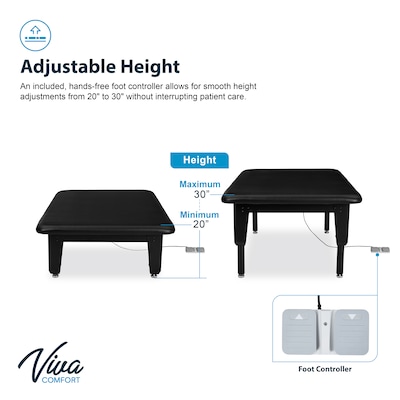 Viva Comfort TheraLift Electric Height Adjustable Bariatric Treatment Table, 1500 lbs Capacity, Black (ADI903-60-64-BLK)