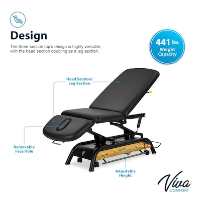 Viva Comfort Atlas Electric Height Adjustable Treatment Table, 441 lbs. Capacity, Black (ADI903-30)