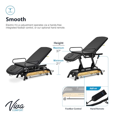 Viva Comfort Atlas Electric Height Adjustable Treatment Table, 441 lbs. Capacity, Black (ADI903-30)