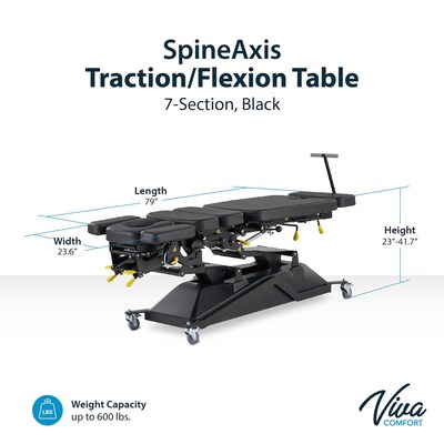 Viva Comfort SpineAxis Electric Height Adjustable Chiropractic Treatment Table, 600 lbs. Capacity, Black (ADI903-40)
