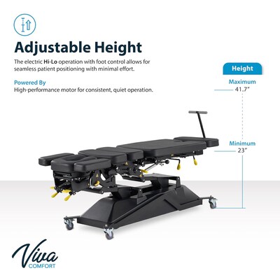 Viva Comfort SpineAxis Electric Height Adjustable Chiropractic Treatment Table, 600 lbs. Capacity, Black (ADI903-40)