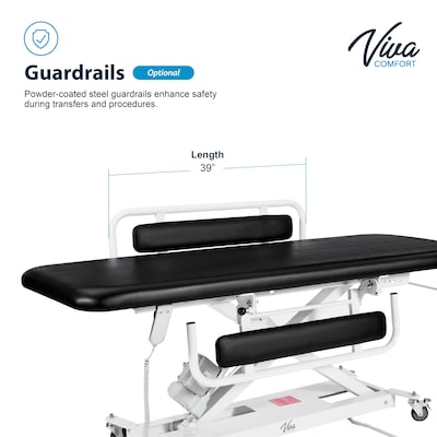 Viva Comfort XRO Electric Height Adjustable Exam Table with Safety Rails, 550 lbs. Capacity, Black (903-19-GR-BLK-MK)