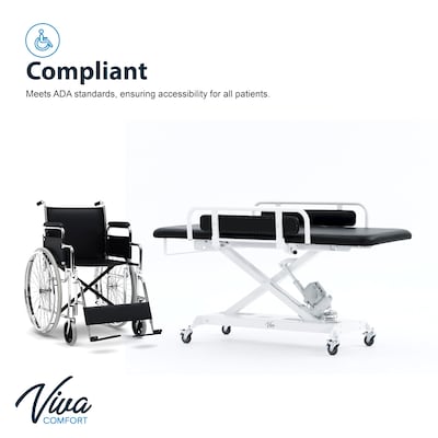 Viva Comfort XRO Electric Height Adjustable Exam Table with Safety Rails, 550 lbs. Capacity, Black (903-19-GR-BLK-MK)