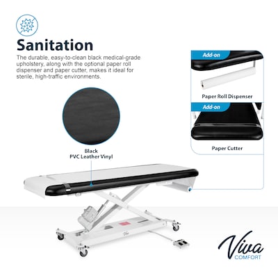 Viva Comfort XRO Electric Height Adjustable Exam Table with Safety Rails, 550 lbs. Capacity, Black (903-19-GR-BLK-MK)