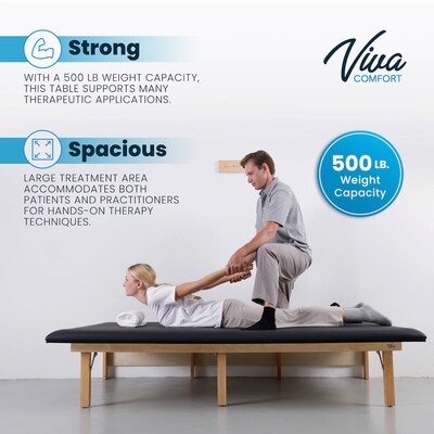 Viva Comfort Therapy Series Wall Mounted Folding Treatment Table, 500 lbs. Capacity, Black (ADI996-06-BLK-MK)