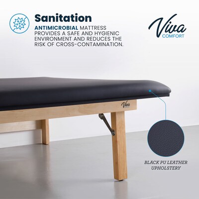 Viva Comfort Therapy Series Wall Mounted Folding Treatment Table, 500 lbs. Capacity, Black (ADI996-06-BLK-MK)