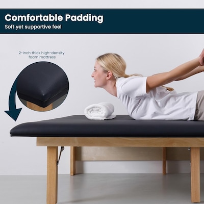 Viva Comfort Therapy Series Wall Mounted Folding Treatment Table, 500 lbs. Capacity, Black (ADI996-06-BLK-MK)