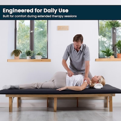 Viva Comfort Therapy Series Wall Mounted Folding Treatment Table, 500 lbs. Capacity, Black (ADI996-06-BLK-MK)