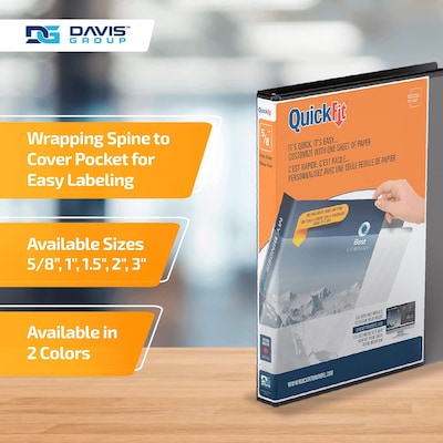 Davis Group QuickFit 5/8" 3-Ring Standard Binders, Black, 6/Pack (88001-06)
