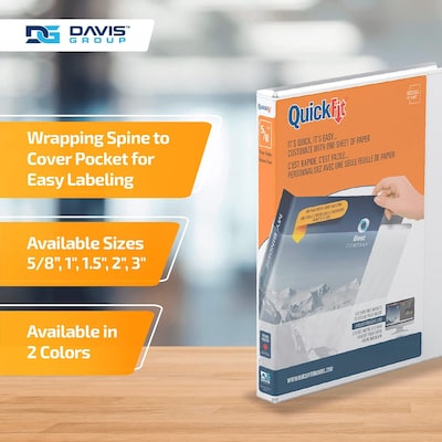 Davis Group QuickFit 5/8" 3-Ring Standard Binders, White, 6/Pack (88000-06)
