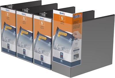 Davis Group QuickFit 5 3-Ring Standard Binders, D-Ring, Black, 4/Pack (87071-04)