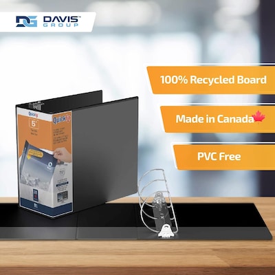 Davis Group QuickFit 5" 3-Ring Standard Binders, D-Ring, Black, 4/Pack (87071-04)
