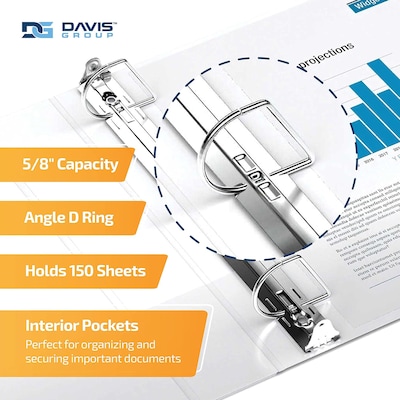 Davis Group QuickFit 5/8 3-Ring Standard Binders, D-Ring, White, 6/Pack (87000-06)