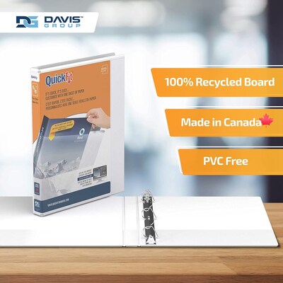 Davis Group QuickFit 5/8" 3-Ring Standard Binders, D-Ring, White, 6/Pack (87000-06)
