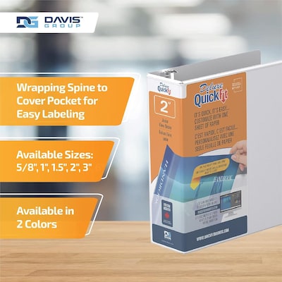 Davis Group QuickFit Heavy Duty 2" 3-Ring Standard Binders, White, 6/Pack (85130-06)