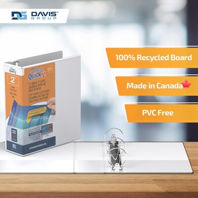 Davis Group QuickFit Heavy Duty 2" 3-Ring Standard Binders, White, 6/Pack (85130-06)