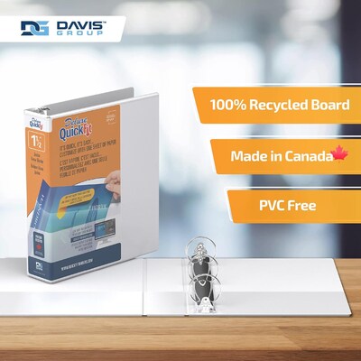 Davis Group QuickFit Heavy Duty 1 1/2" 3-Ring Standard Binders, White, 6/Pack (85120-06)