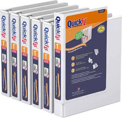 Davis Group QuickFit Heavy Duty 1 3-Ring Standard Binders, White, 6/Pack (85110-06)
