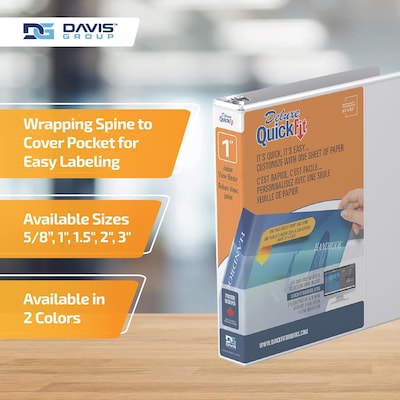 Davis Group QuickFit Heavy Duty 1" 3-Ring Standard Binders, White, 6/Pack (85110-06)