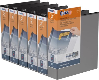 Davis Group QuickFit 2 3-Ring Standard Binders, D-Ring, Black, 6/Pack (87031-06)